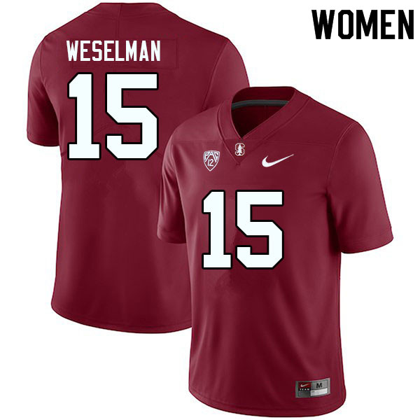 Women #15 Connor Weselman Stanford Cardinal College Football Jerseys Sale-Cardinal